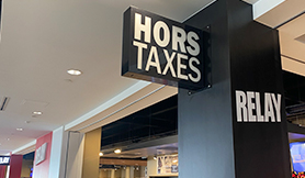 Duty Free Shop/boutique hors taxes.