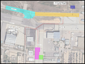 map of airport ground highlighting area for work